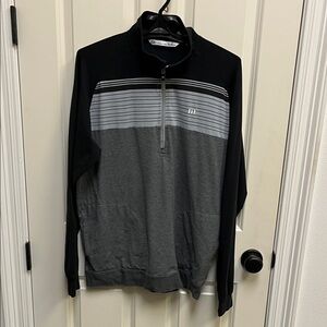 Men's Travis Mathew Black and Gray Quarter-Zip Sweater